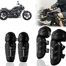 Auto Pearl Motorcycle Knee Shin Guards Elbow Pads, 4 in 1 Monstor Style Knee Shin Safe Protection Armor for Moto Cycling Racing compatible with Vulcan SBS6 (Black, 4Pcs)-image-56