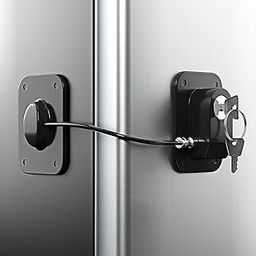 ZODZE Child Safety Device Refrigerator Door Lock With Key And Adhesives, Cabinet Restrictor Cable For Baby And Toddler, Lock For Cupboards, Drawers, Fridge, Wardrobe (Pack Of 1),Assorted-2