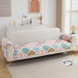 HOKIPO Polyester Printed Quilted 1 Seater Sofa Cover Set, One Seat Mat with Two Armrest Covers with Pockets, Quatrefoil Multicolor (IN-788-D5 + IN-800-D5)-image-34