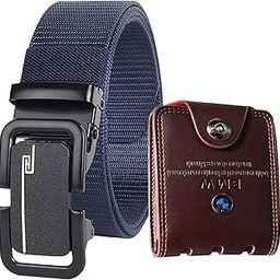 Men’s Formal/Causal Automatic Push Lock Nylon Woven Belt Combo Set for Men RA23-image-79