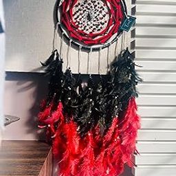 Teal by Tanvi Aesthetic Red Black Dreamcatcher with Metal Chains | Handcrafted Wall Hanging Decor for Home, Bedroom & Gifting-image-7