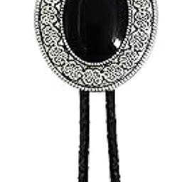 Ubervia Neckties - Vintage Western Cowboy Oval Celtic Black Stone Bolo Tie For Men Native American Retro Bola Tie Necktie-image-24