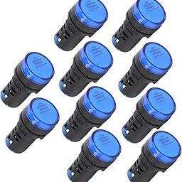 10PCS AD16‑22DS Energy Saving LED Indicator Light, 12V/24V/110V/220V 20mA Signal Lamp Power Work Light Mounting Hole Size 22mm Blue(AC/DC12V)-picture-31