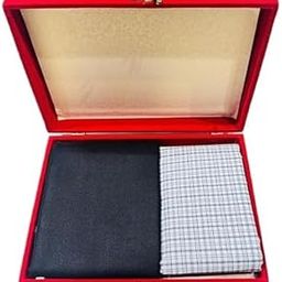 Trouser Shirt Fabric VELVET Combo Box (Unstitched, All Weather Fabric) (GREY CHECK SHIRT + BLACK PANT)-image-85