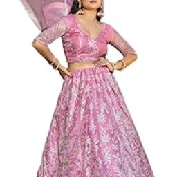 Pink Color Sequence work Silk Net Lehenga Choli With Dupatta For Womens-image-32