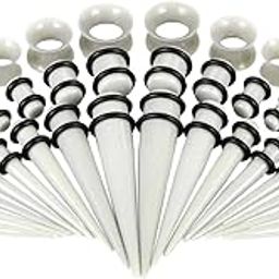 CALANDIS™ 50Pcs Gauges Kit Acrylic Taper Plug Tunnels 14G-00G Gray | Fashion Jewelry-image-54