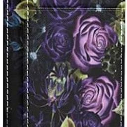 Purple Rose Flowers Slim Minimalist Wallets Rfid Blocking Card Wallets PU Leather Front Pocket Wallets for Men Women-52