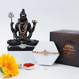 EXPLEASIA Decorative Lord Shiva Showipece with Religious Rakhi for Rakshabandhan, Gift Items (Black)-image-56