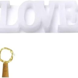 3D Love Silicone Mould with Cork/Fairy Light, Love Resin Mold, Love Sign Word Mold Epoxy Resin Molds for DIY Table Decoration, Wedding, Valentine's Day Gifts-image-37