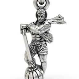 Craftwell Cw Hanuman Gada Locket | Spiritual Pendant, Religious Necklace, Lord Hanuman Locket With Gada | Stainless Steel Hanuman Necklace With Crisscross Chain For Gift, Unisex (Silver)-10