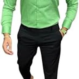 Combo of Cotton Shirt Pr Green & Lycra Blended polyviscose Trouser Fabric Unstitched 90009 Black-51