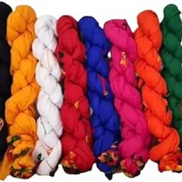 Cotton Blend Solid Dupatta For Women,Pack Of 8_Samosa 8_1 No. Design, Multicolour, Free Size-image-72