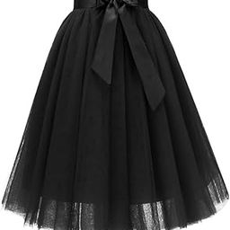 Girls Tulle Skirts A-line Mesh Skirt Tutu Skirts Dress for Toddler Girls(RC_045_Black_13-14,Black)-image-91