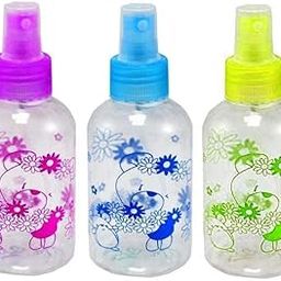 Red Square Spray Bottles,Travel Fine Mist Spray Bottles 2 Refillable Plastic Small Spray Bottles 60ml For Hand Sanitizer,Essential Oil, Printed 100ml(RANDOM)(ASORTED) (PACK OF -4)-53