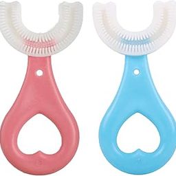 U Shaped Toothbrush for Kids Manual Whitening Toothbrush Silicone Brush Head for Kids Children Infant Toothbrush For 2-6 Years Mouth-Cleaning (Multicolor, Pack of 2) (Heart Design)-picture-16