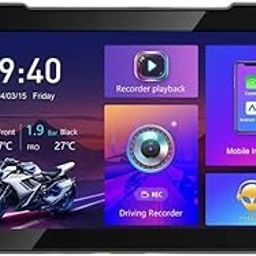Universal Motorcycle 5" Screen CarPlay & Android Auto, TPMS GPS Navigation, Waterproof Touch Screen, Both Side Cameras, Free SD 64GB Non Removable Screen from Mount. Service Support No.9953754591-32