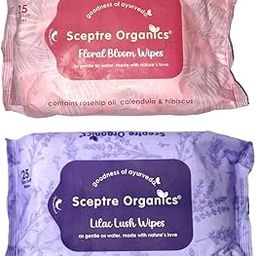 Sceptre Organics Natural Baby Wipes, Floral Bloom and Lilac Lush Variants, 25 Count, with Rosemary Oil, Calendula pack of 2-image-3