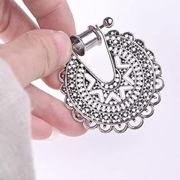 CALANDIS™ Boho Hollow Flower Stainless Steel Dangle Ear Plugs Antique Silver 8mm | Body Piercing Jewelry | Body Jewelry | Fashion Jewelry-image-99