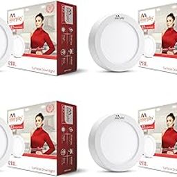 Murphy LED 9Watts CBL Round Surface Down Light, No False Ceiling Required (Cool White,Aluminium) - Pack of 4-20