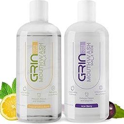 GRIN Zero Alcohol Anticavity Mouthwash for Long- Lasting Freshness, Reduces Plaque and Gingivitis, Alcohol Free Mouthwash for Adults - Pack of 2 (300 ML, ACAI BERRY+TROPICAL CITRUS BURST)-image-99