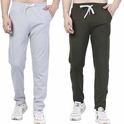Men's Cotton Casual Regular Fit Track Pants with 2 Side Pockets & Drawstring Closer | Joggers for Gym, Outdoor, Running-image-2