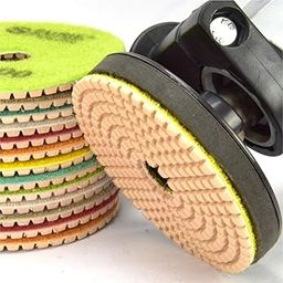 SURIE POLEX 4inch Diamond Polishing Pads "DCRF-7U2-XD" set of 14pcs + 1pcs of Backing Pad for Marble, Granite & Concrete Polish-16