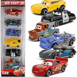 Kiddie Galaxia Mini Metal Die Cast Car Set of 6, Free Wheel Push & Go Vehicles, Racing Cars Play Set for Cake Decorations Topper Adventures, Movie Vehicles Car for Kids-32