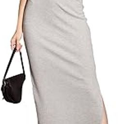 Grey Mellange Rib Pencil Skirt-image-37