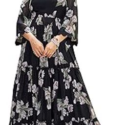 Women's Flared Gown Sweatheart Neck All Over Print Sleeveless Maxi Length-P-image-32