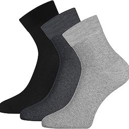 Cotton Lycra Ankle Socks for Men & Women, Odour Free & Breathable (Pack of 3) (Grey, Charcoal, Black)-16