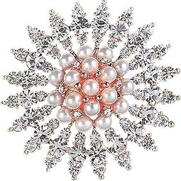 Rose Gold Plated Pearl Studded 'Whispers of the Pearl Circle' Round Brooch Cum Saree Pin For Women (Brooch0651) 1 Pc-image-54