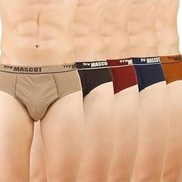 Mascot 100% Cotton Odour Free Mens Outer Elastic Frenchie Brief Underwear| Solid Comfort Innerwear (Pack of 5) (Size- 85) Multicolour-image-0