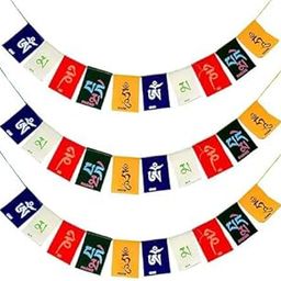 PSE EXPORT Tibetan Buddhist Prayer Flags for Car/Home (10 Flag in 1 String, 75 cm Size) Multicolour (Pack of 3)-10