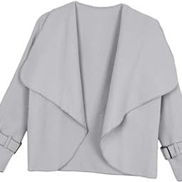 Lady Open Front Long Sleeve Woolen Short Lapel Coat Cardigan Jacket M Gray Clothing Shoes & Accessories | Womens Clothing | Coats & Jackets-27