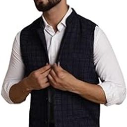 Men's Black Merino Abstract Sleeveless Waistcoat with Notched Lapel_NJ-DBY1251-NVC-picture-26