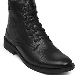 Genuine Leather Formal Black Casual Boots for Men ZA-5200 | High ankle shoes with anti-slip technology and memory cushion insole | Lace-up boots for formal and casual footwear-image-79