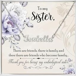To My sister Name Necklace | Custom Name Necklace With Message Card | pendant inspirational message card |Love for sister | Unbiological sister gift-image-4