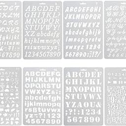 Yuecoofei Pack Of 8 Plastic Alphabet Letter Number Drawing Painting Stencils Scale Template Sets For Bullet Journal Stencil Planner/Scrapbook/Diy Painting Craft Projects-picture-30