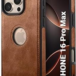 TheGiftKart Genuine Leather Finish Back Cover Case for iPhone 16 Pro Max | ShockProof Design | Raised Edges for Camera & Screen Protection | Stunning Minimalist Brown Case-image-60