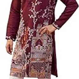 Purple Embroidered Straight Kurta Set For Men-picture-54