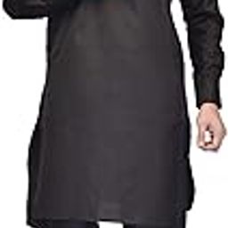 PRINTCULTR Men's Traditional Cotton Blend Pathani Suit Set | Regular Long Sleeve Solid Kurta | Elastic Waistband Pyjama | (PCP2)-image-3