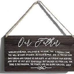 Sarvada Decor Wall Decor Wood Sign The Lord's Prayer Our Father Scripture Sign Wooden Wall Hanging Artwork Rustic Home Decor 12 X 6 Inch-image-67