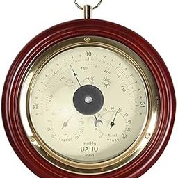 Ambient Weather WS-M0921THB 8" Cherry Finish Tan Dial Traditional Barometer with Temperature and Humidity-25