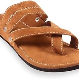 ANJANEYA CREATIONS Men's Ethnic Footwear/Kolhapuri Chappal/Velvet Flat-TAN/Stylish & Comfortable-19