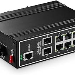 Binardat 10 Port Gigabit L2+ Managed Industrial DIN-Rail Switch, 8 Gigabit Ethernet Ports, 2 Gigabit SFP, Vlan|Route|Ring|ACL|Qos Web/Console Managed-26
