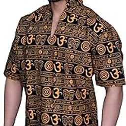 Om Printed Kurta for Men, Traditional, Half Sleeve Short Kurta for Ethnic, Casual use Gents Designer wear, Comfort Loose Fit-image-32