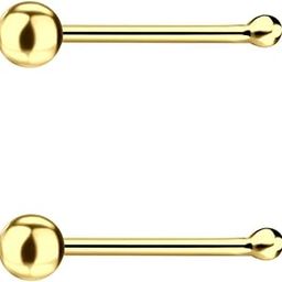 92.5-925 Sterling Silver Gold Plated 2mm Ball Nose Pin Stud for Women and Girls (NR0298) 2 Pcs-image-74