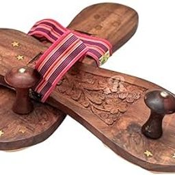 Wooden Sleepar Slippers Khadau Foot Feet Slippers chappal/Khadau Slepers Brown-picture-56