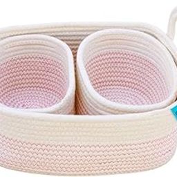 GRATIFY Set of 3 Storage Baskets for Toys | Baby Organizer for Nursery | Small Rope Baskets With Handles | Cute Bathroom Storage | Soft Woven Baby Toy Basket Pink-19