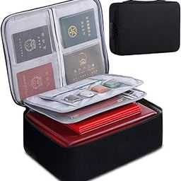 Document Organizer Bag, Multilayer Travel File Holder with Lock, Waterproof Certificate and Passport Storage Case, Black-26